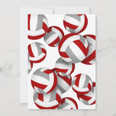 Invitation équipe rouge gris couleurs volleyballs anniversair (Dos)