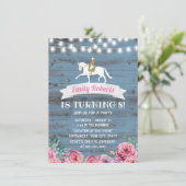 Invitation Équitation Pink Floral Horse Anniversaire (Debout devant)