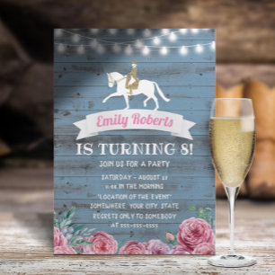 Invitation Équitation Pink Floral Horse Anniversaire