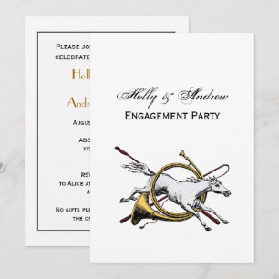 Invitation Équitation Préparée Cheval Sautant à Travers la Co