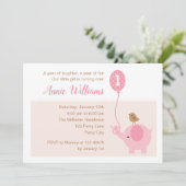 Invitation Ęr ballon d'invitation d'anniversaire d'éléphant (Debout devant)