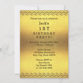 Invitation ęr Chevrons d'or de ballon de téléphone de bébé (Dos)