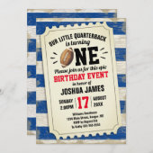 Invitation ęr L'anniversaire folâtre le bleu rustique de (Devant / Derrière)