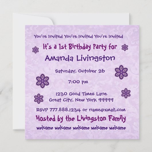 Invitation ęr Modèle nommé fait sur commande de fleurs (Dos)