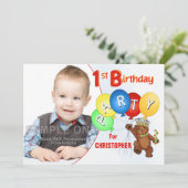 Invitation ęr Ours de nounours royal de fête d'anniversaire (Debout devant)