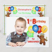 Invitation ęr Ours de nounours royal de fête d'anniversaire (Devant / Derrière)