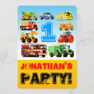 Invitation ęr Partie de camion d'anniversaire