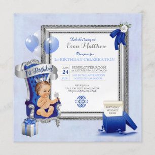 Invitation ęr Photo d'argent de bleu royal de prince Boy