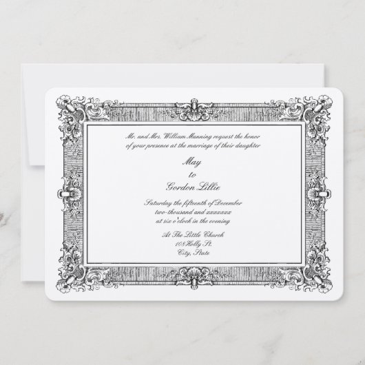 Invitation Ere victorienne 1845 Cadre de style Rococo baroque (Devant)