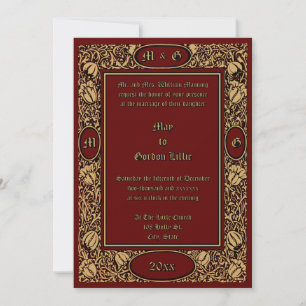 Invitation Ere victorienne 1896 Art Nouvea Floral Mariage