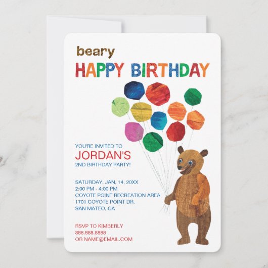 Invitation Eric Carle | Ours Brown - Béary Joyeux anniversair (Devant)
