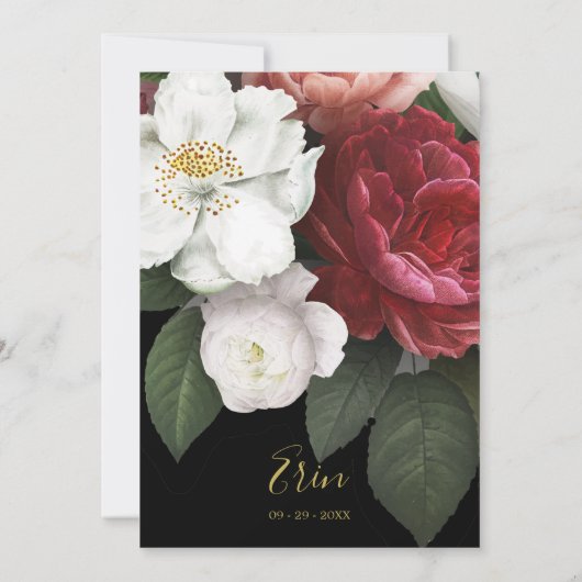 Invitation Erin Bourgogne Rose Gold Elegant (Dos)