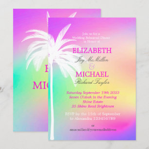Invitation Erin Palm Tree blanc coloré moderne