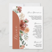 Invitation erracotta et Peach Automne Floral Mariage Menu (Devant)