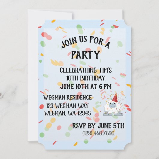 Invitation Es-Tu Yeti À Faire Une Jolie Fête D'Anniversaire Y (Dos)