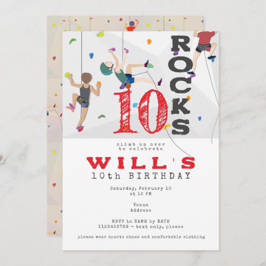 Invitation Escalade murale intérieure Ado entre n'importe que (Devant / Derrière)