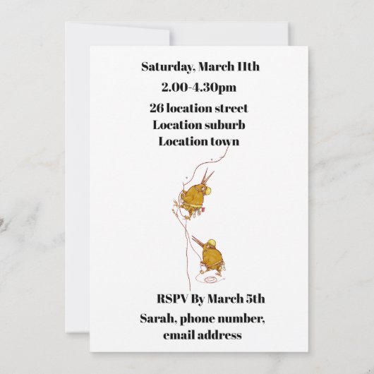 Invitation Escalade rocheuse de Kiwi Bird (Dos)