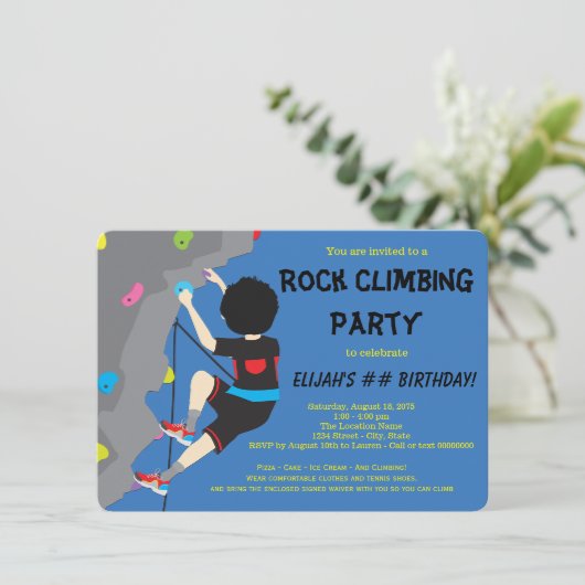 Invitation Escalade rock fête d'anniversaire (Debout devant)
