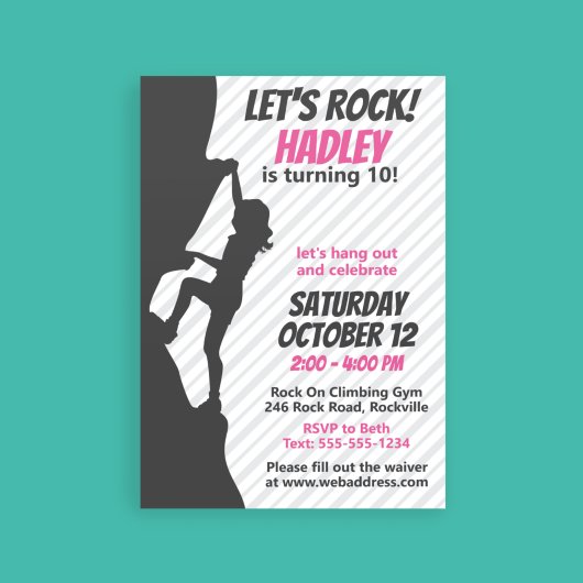 Invitation Escalade rose Rock Anniversaire | Escalade rocheus