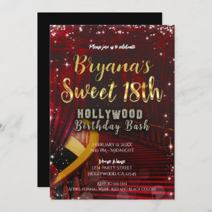 Invitation Escaliers Hollywood Red Carpet SWEET 18 18th Party