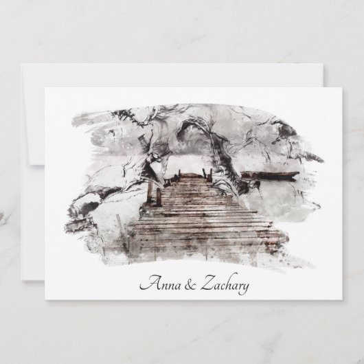 Invitation *~* Escaliers japonais Art + RSVPQR AR27 Mariag (Devant)