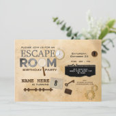 Invitation Escape Room Anniversaire de la fête Indices Photo (Debout devant)