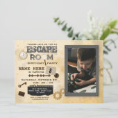 Invitation Escape Room Anniversaire Fête Photo Clues Spy (Debout devant)