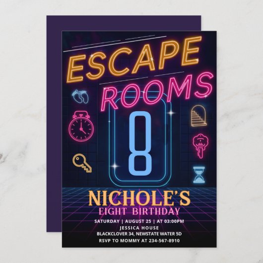 Invitation Escape Room Anniversaire Modèle d'invitation (Devant / Derrière)