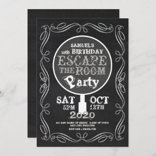 Invitation Escape Room, Chalkboard fête d'anniversaire