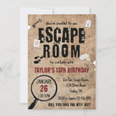 Invitation Escape Room Clues Anniversaire Fête, N'Importe Que (Devant)