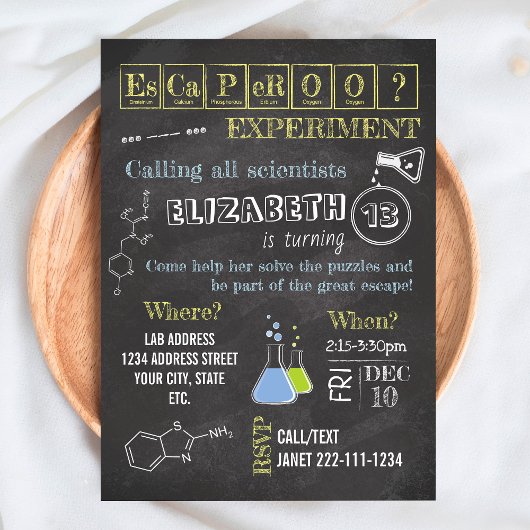 Invitation Escape Room du Laboratoire Scientifique