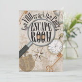 Invitation Escape Room Jeu fête d'anniversaire personnalisée (Debout devant)