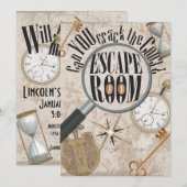 Invitation Escape Room Jeu fête d'anniversaire personnalisée (Devant / Derrière)