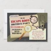 Invitation Escape Room Mystery Spy Anniversaire Party (Devant)