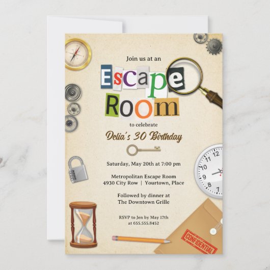 Invitation Escape Room Party (Devant)