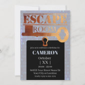 Invitation Escape Room Party Verrou et Clé Code Binaire (Devant)