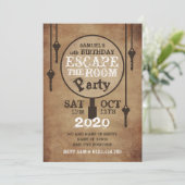 Invitation Escape Room, Vintage Papier fête d'anniversaire (Debout devant)