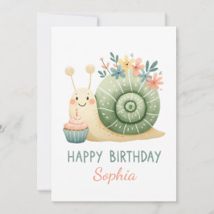 Invitation Escargot sucré avec Cupcake - Joyeux Anniversaire