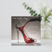 Invitation Escarpin d'anniversaire avec vin (Debout devant)