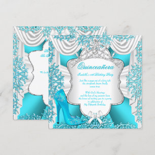 Invitation Escarpins Aqua Teal Princess Quinceanera 15 ans