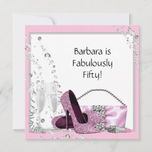 Invitation Escarpins Champagne Femme Rose & Noir Anniversaire