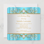 Invitation Escarpins perlés blancs or et turquoise pour fête  (Dos)
