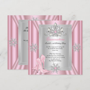 Invitation Escarpins Rose Clair pour les 15 Ans de Quinceañer