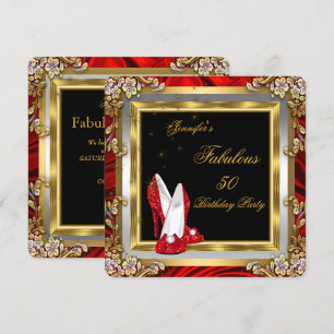 Invitation Escarpins rouges or Haute couture noire Fabulouse 