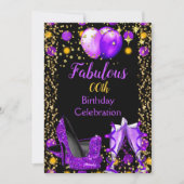 Invitation Escarpins Violets Ballons Dorés Soirée Champagne (Devant)