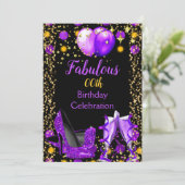 Invitation Escarpins Violets Ballons Dorés Soirée Champagne (Debout devant)