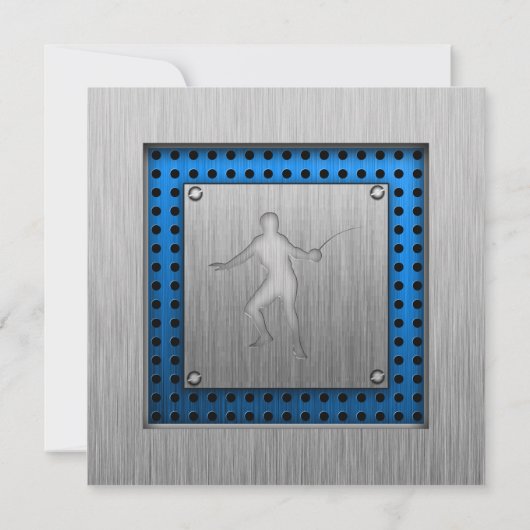 Invitation Escrime à apparence métallique brossé (Dos)