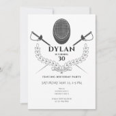 Invitation Escrime fête d'anniversaire Foil Épée Saber Tourno (Devant)