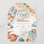 Invitation Espace 1er anniversaire (Devant / Derrière)