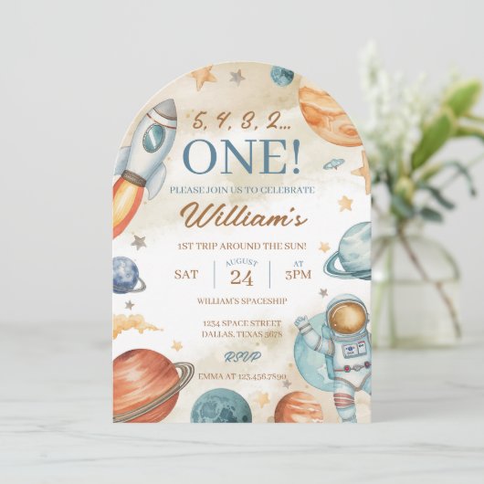 Invitation Espace 1er anniversaire (Debout devant)